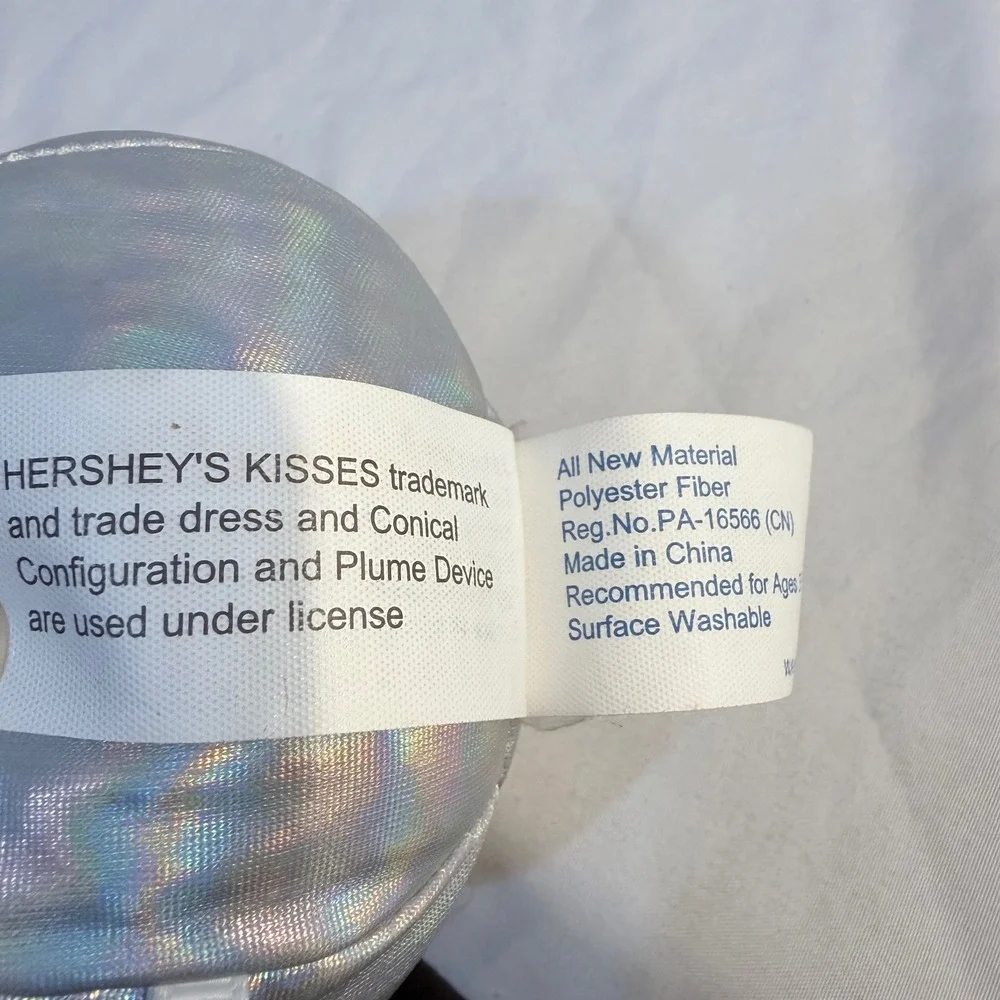 Hershey Kisses Plush Toy Silver Iridescent Valentine‎ Candy Kiss Stuffed